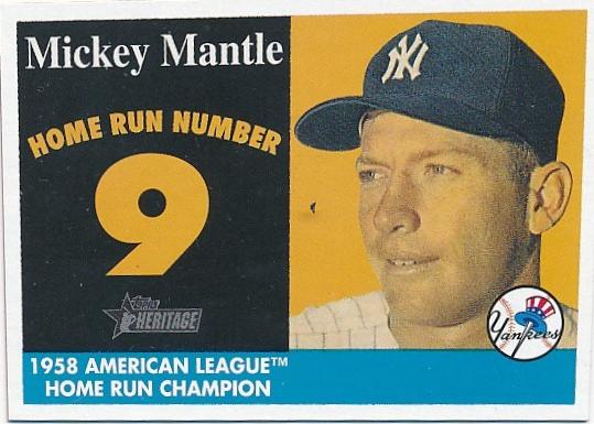 Mickey Mantle #MHRC9 Baseball Cards 2007 Topps Heritage 1958 Home Run Champion