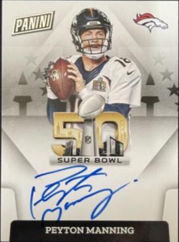 Peyton Manning #SB50-PM Football Cards 2023 Panini Donruss Super Bowl Signatures