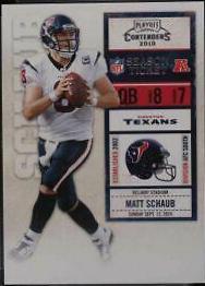 Matt Schaub #39 Football Cards 2010 Playoff Contenders