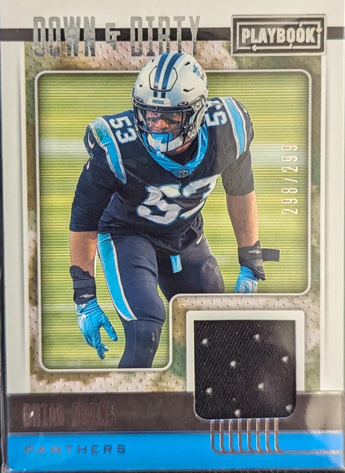 Brian Burns #DND-BBU Football Cards 2021 Panini Playbook Down & Dirty Moves Relics