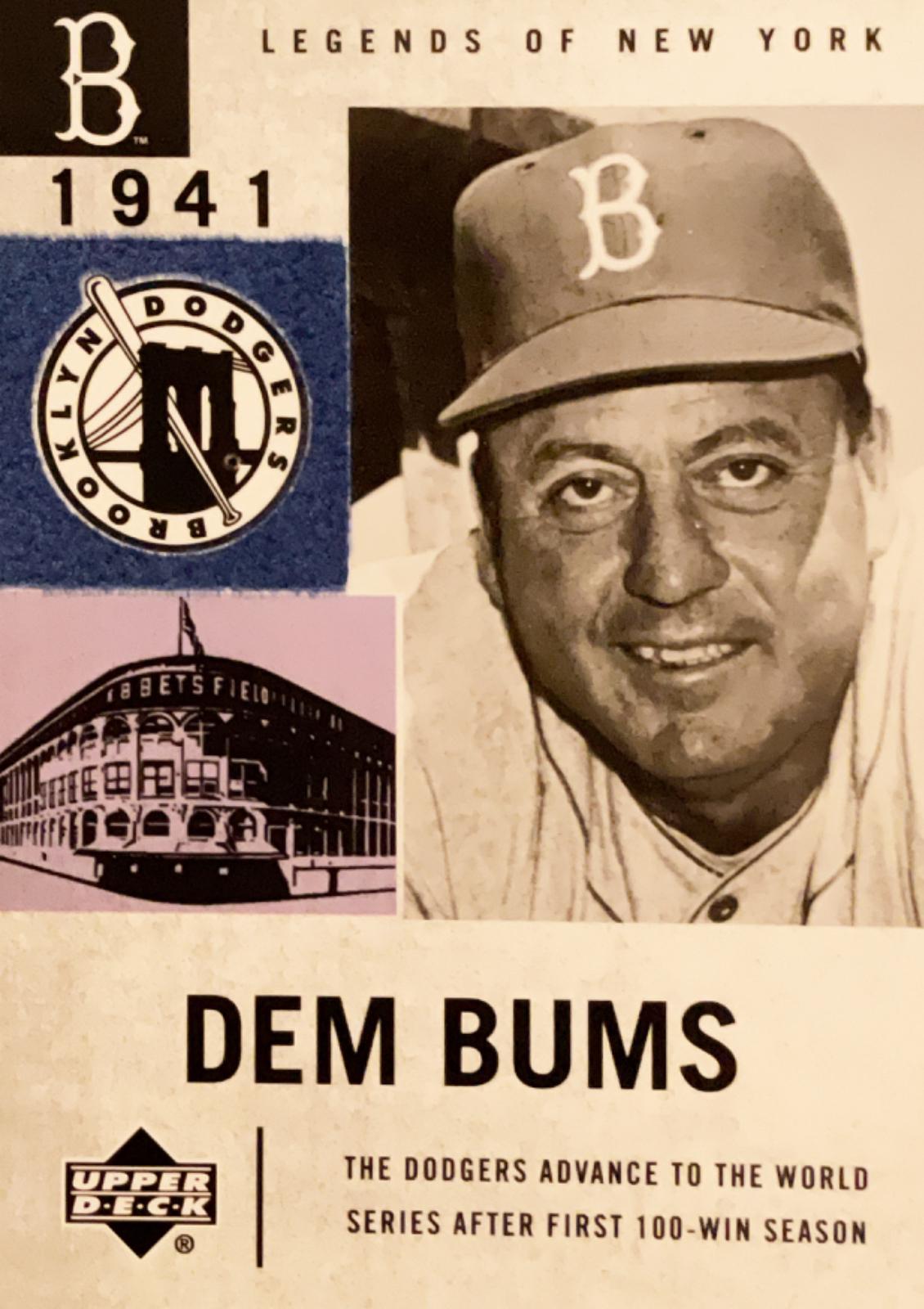 1941 Dem Bums #14 Baseball Cards 2001 Upper Deck Legends of NY