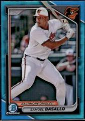 Samuel Basallo [Sky Blue Refractor] #BDC-128 Baseball Cards 2024 Bowman Draft Chrome Prices