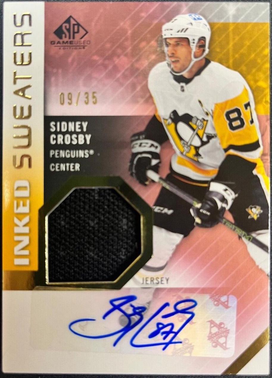 Sidney Crosby #IS-SC Hockey Cards 2021 SP Game Used Inked Sweaters Autograph
