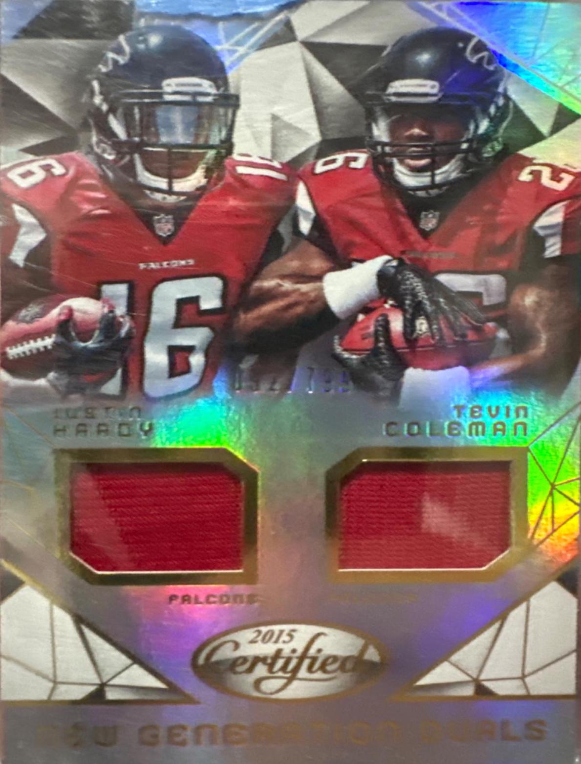 Justin Hardy/ Tevin Coleman #NG-ATL Football Cards 2015 Panini Certified New Generation Dual Jerseys