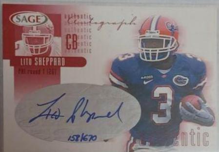 Lito Sheppard #A36 2002 Sage Autographs Football