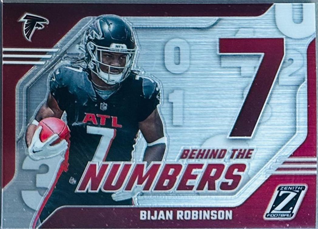 Bijan Robinson #3 Football Cards 2023 Panini Zenith Behind the Numbers