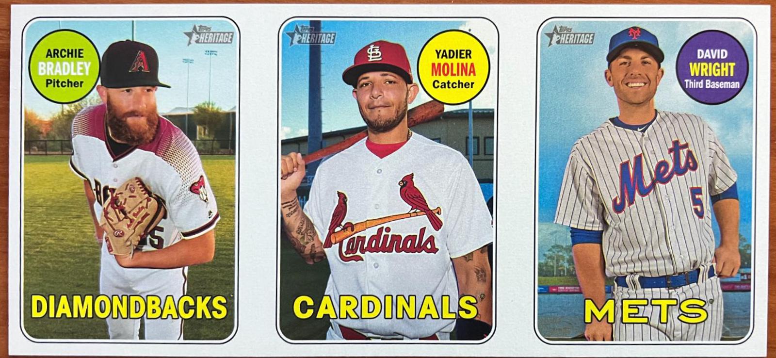 Archie Bradley, Yadier Molina, David Wright #11 Baseball Cards 2018 Topps Heritage 1969 Bazooka Panel