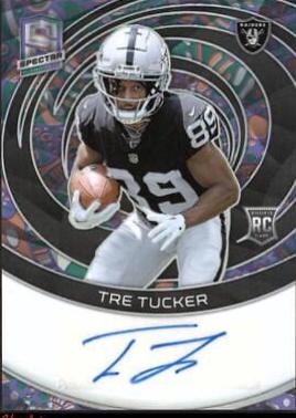 Tre Tucker #6 Football Cards 2023 Panini Spectra Rookie Autograph Psychedelic