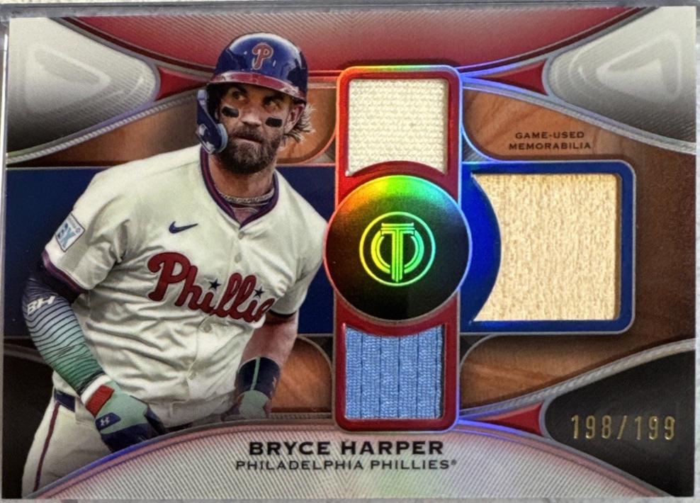 Bryce Harper #TTR-BH Baseball Cards 2025 Topps Tribute Triple Relic