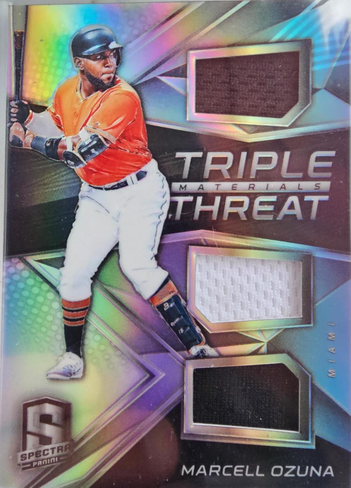Marcell Ozuna #TTM-MO Baseball Cards 2017 Panini Chronicles Triple Threat Materials