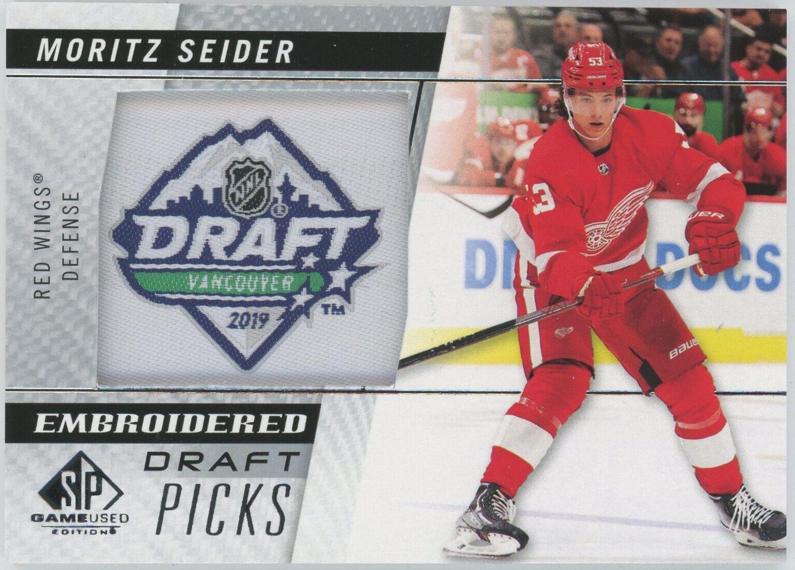 Moritz Seider #91 2021-22 SP Game Used Hockey Embroidered in History