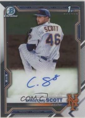 Christian Scott #CDA-CS Baseball Cards 2021 Bowman Draft Pick Chrome Autographs