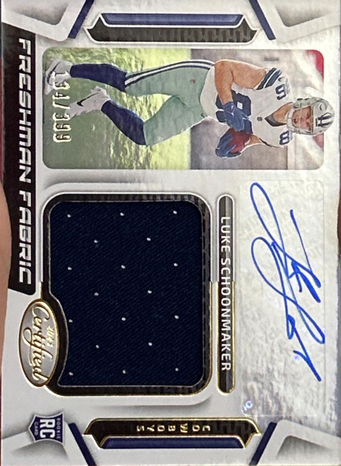 Luke Schoonmaker #FFMS-12 Football Cards 2023 Panini Certified Freshman Fabric Mirror Signatures