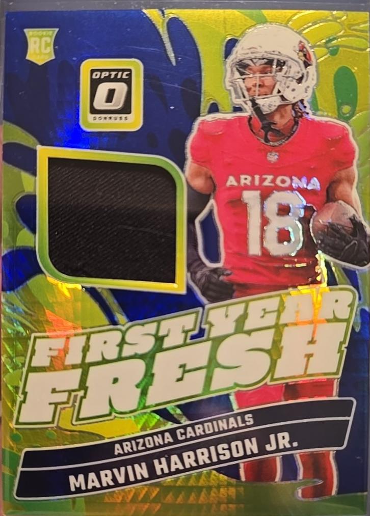 Marvin Harrison Jr. #FYF-MHJ Football Cards 2024 Panini Donruss Optic First Year Fresh Blue Hyper