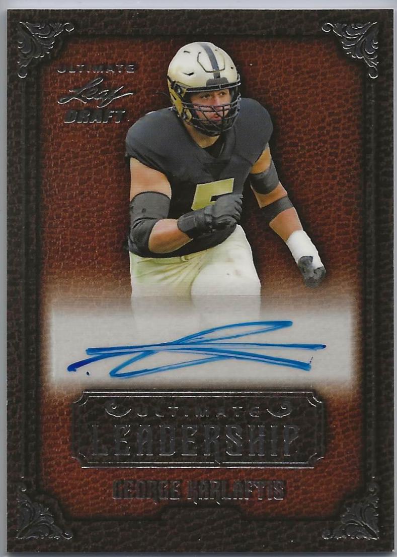 George Karlaftis #UL-GK1 Football Cards 2022 Leaf Ultimate Draft Leadership Autographs