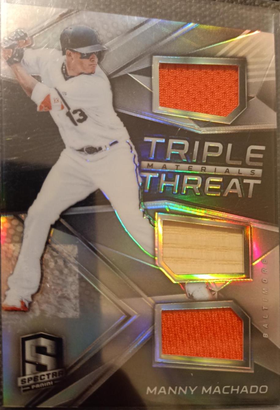 Manny Machado #TTM-MA Baseball Cards 2017 Panini Chronicles Triple Threat Materials