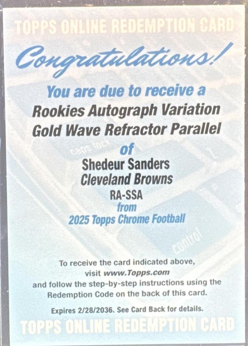 2025 Shedeur Sanders [Gold Wave Refractor] #RA-SSA