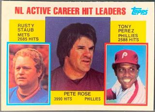 NL Active Career Hit Leaders: Pete Rose / Rusty Staub / Tony Perez