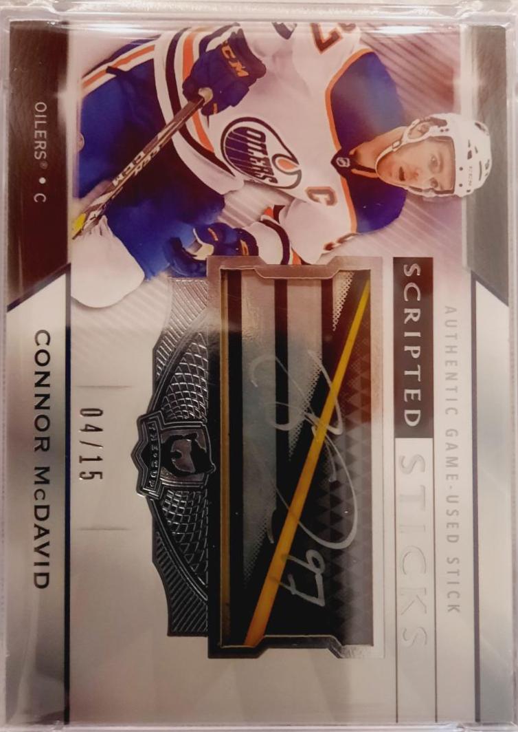 Connor McDavid 2019 The Cup Scripted Sticks #SS-CM Hockey Cards 2019 Upper Deck the Cup Dual Scripted Sticks