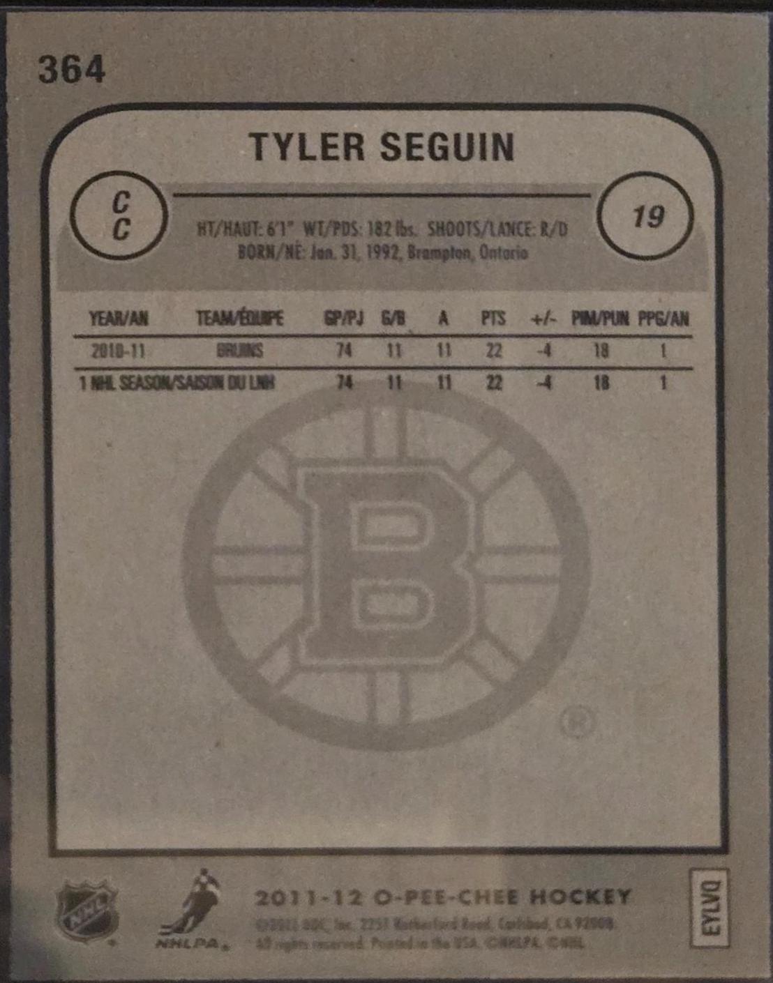 Tyler Saguin #364 Hockey Cards 2012 O-Pee-Chee