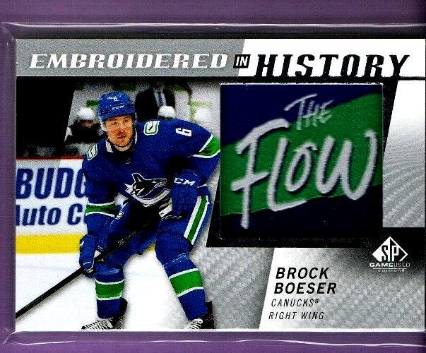 Brock Boeser #39 Hockey Cards 2021 SP Game Used Embroidered in History