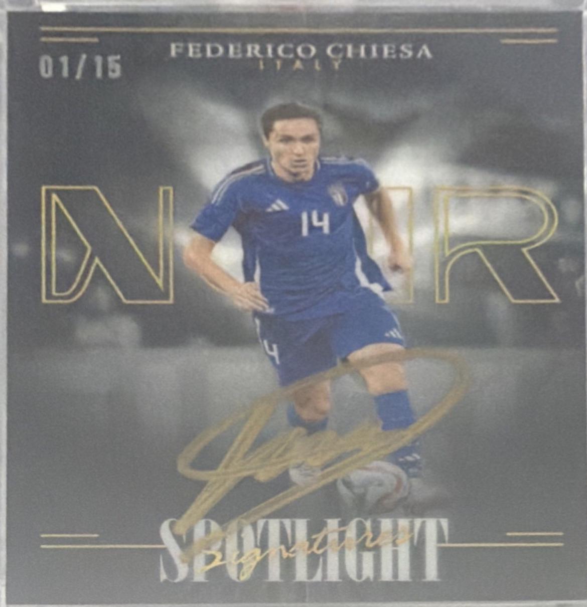Federico Chiesa #14 2024 Panini Noir Spotlight Signatures Vertical Soccer