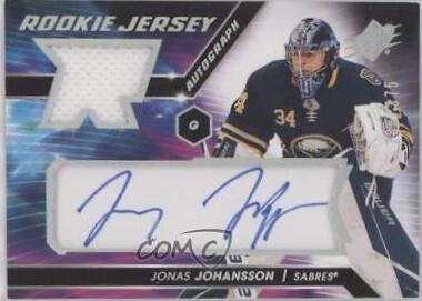 Jonas Johansson #JJ Hockey Cards 2020 SPx Rookie Auto Jersey