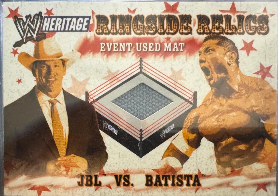 JBL Vs Batista Wrestling Cards 2005 Topps Heritage WWE Ringside Relics Event Used Mat