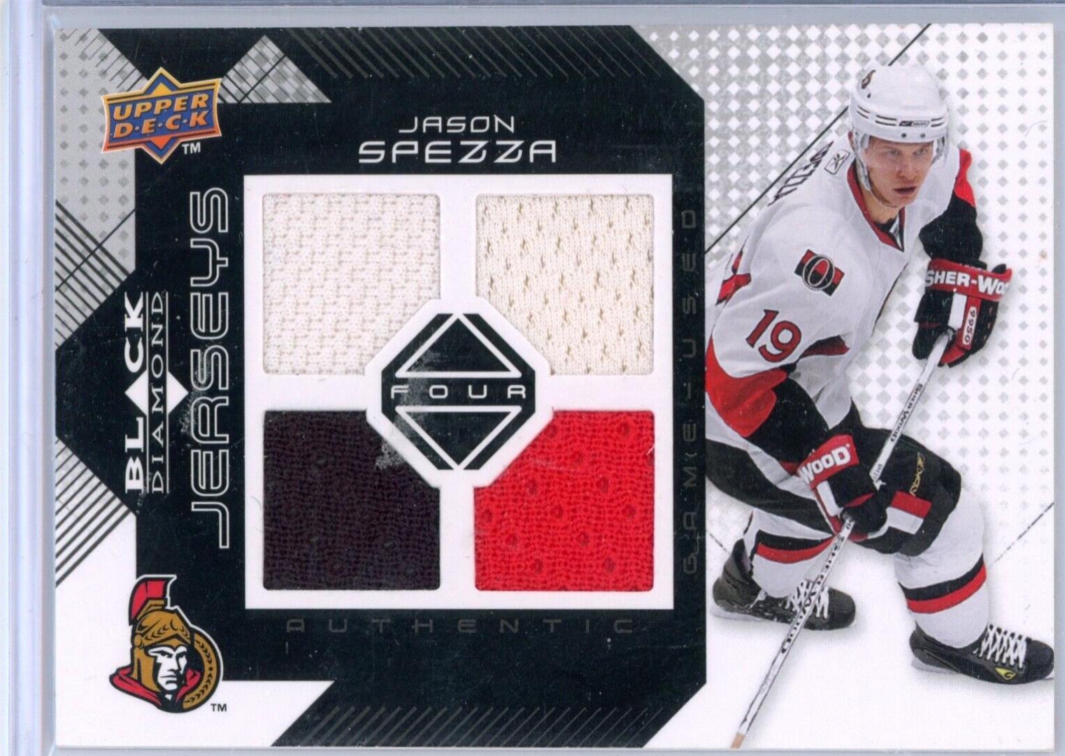 Jason Spezza #BDJ-SP Hockey Cards 2008 Upper Deck Black Diamond Quad Jerseys