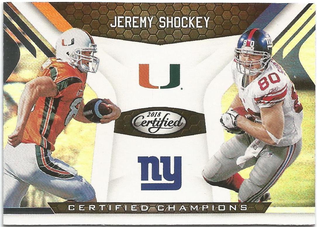 Jeremy Shockey #3 Football Cards 2018 Panini Certified Champions