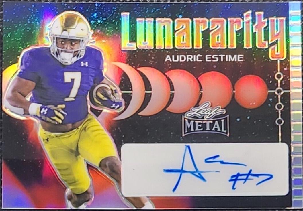Audric Estime #L-AE1 Football Cards 2024 Leaf Metal Lunararity Autograph