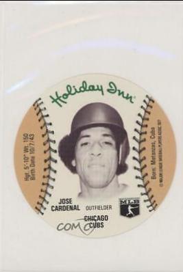 Jose Cardenal Baseball Cards 1977 Holiday Inn Discs