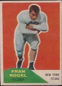Fran Rogel #43 Football Cards 1960 Fleer