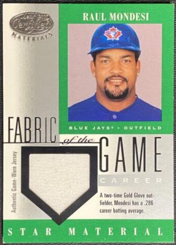 Raul Mondesi #FG-109 Baseball Cards 2001 Leaf Certified Materials Fabric of the Game