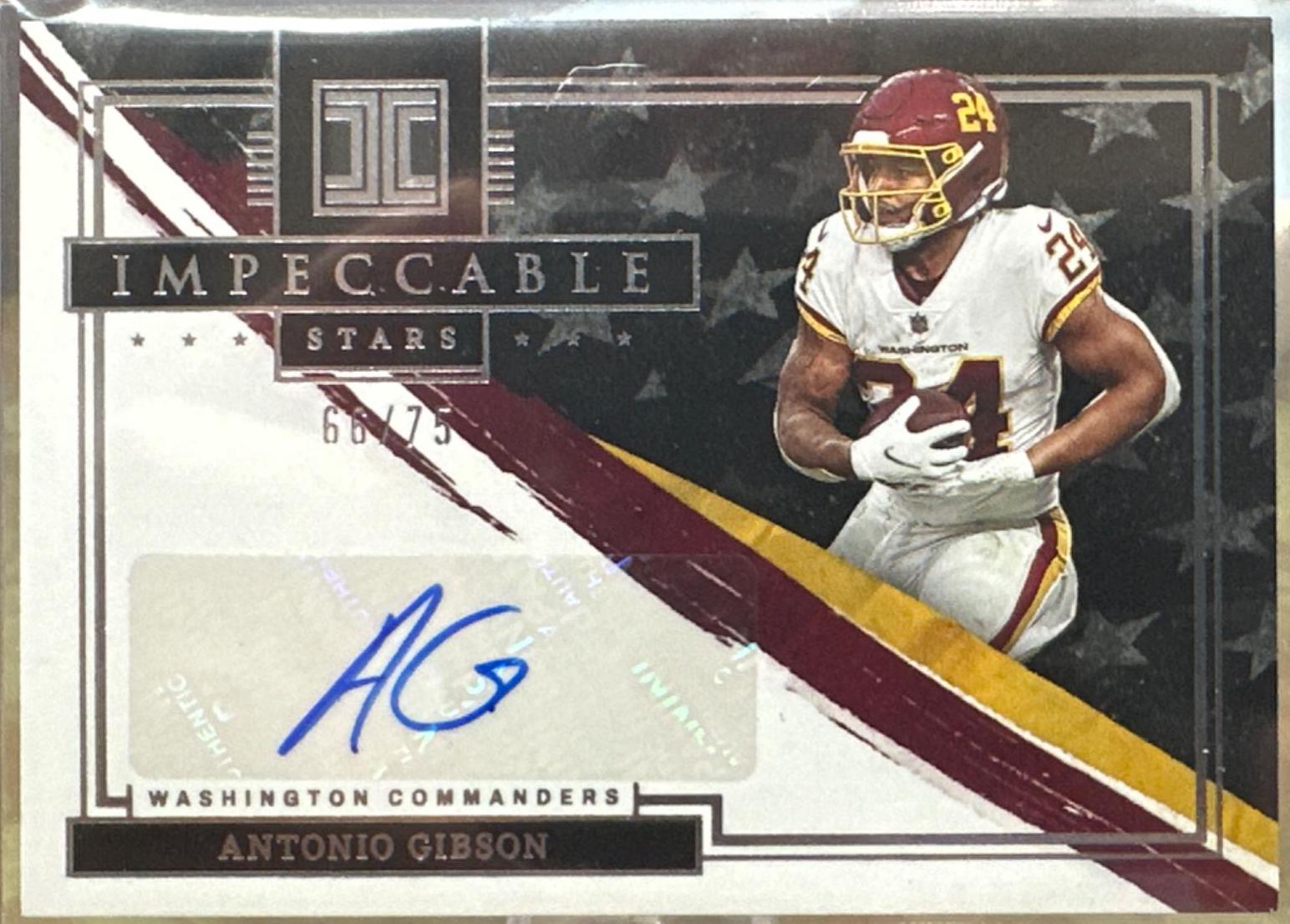 Antonio Gibson #SS-AGI Football Cards 2022 Panini Impeccable Stars Signatures