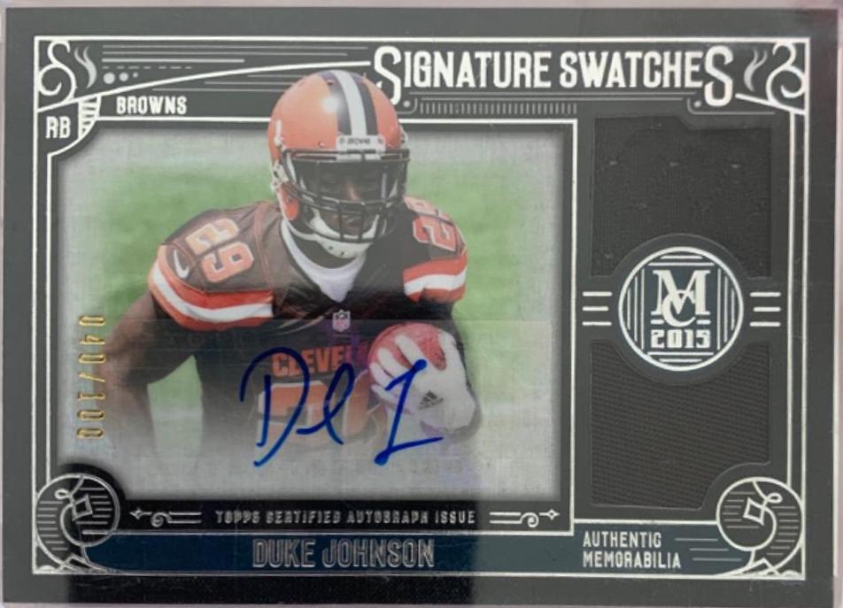Duke Johnson #SSDR-DJ Football Cards 2015 Topps Museum Collection Signature Swatches Dual Relic