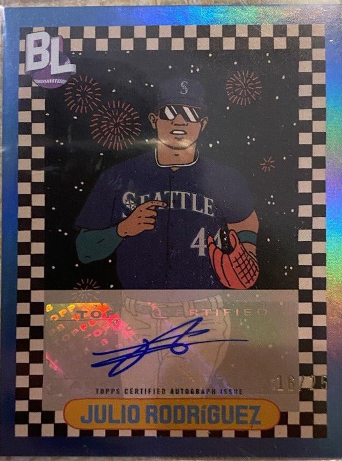 Julio Rodriguez #TBLA-JR Baseball Cards 2024 Topps Big League Baseball Big Leaguer Autographs Gold Foil