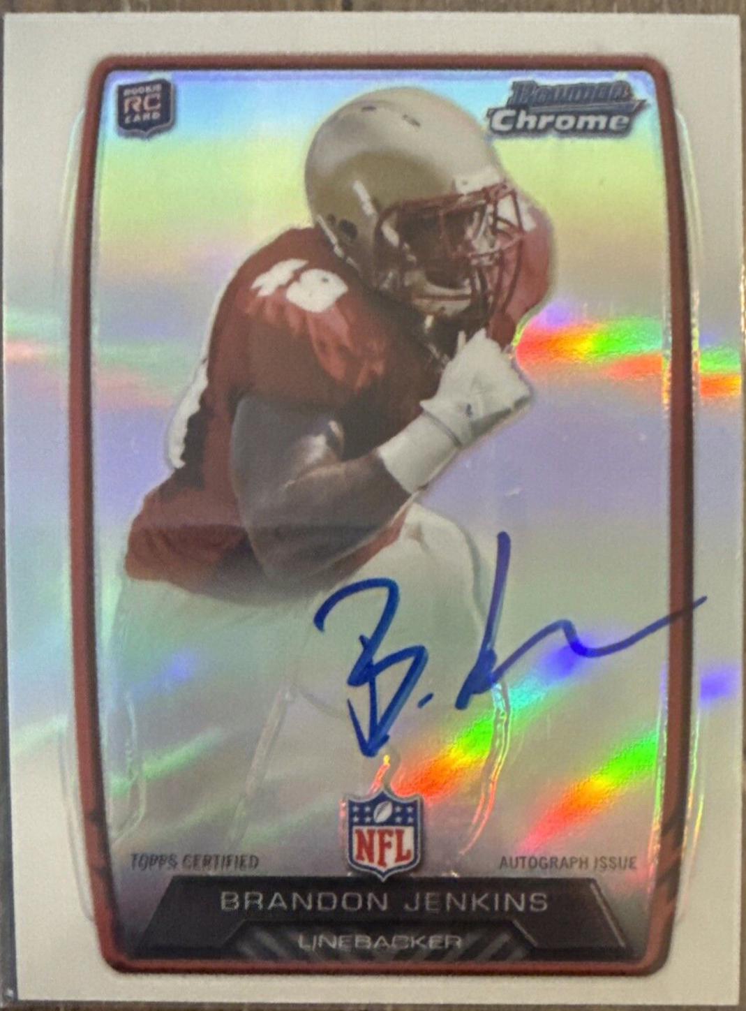 Brandon Jenkins #BJ Football Cards 2013 Bowman Chrome Rookie Autograph