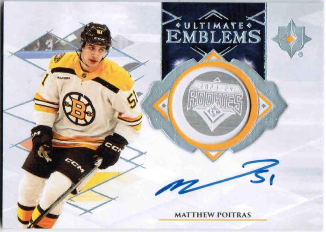 Matthew Poitras #UE-PO 2023 Upper Deck Ultimate Collection Emblems Auto Rookie Hockey