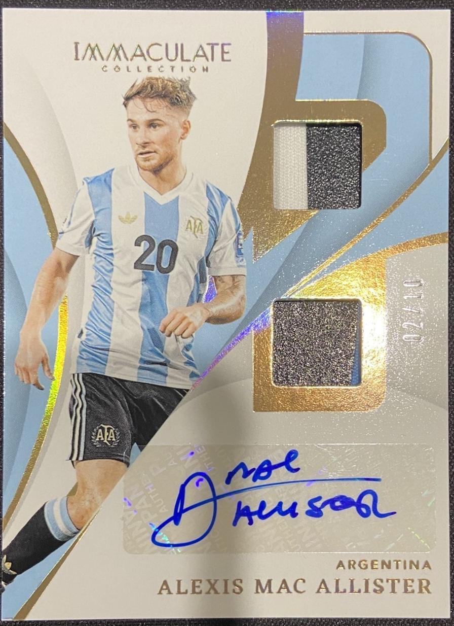 Alexis Mac Allister #18 2024 Panini Immaculate Dual Swatch Autograph Soccer