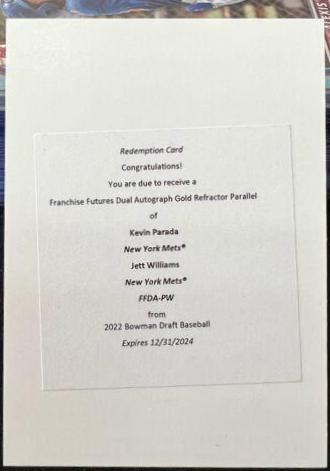 Kevin Parada, Jett Williams [Gold] #FFDA-PW