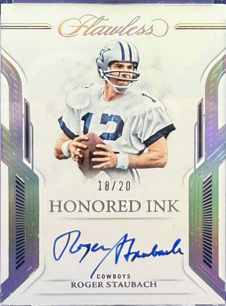 Roger Staubach [Silver] #8 Football Cards 2023 Panini Flawless Honored Ink