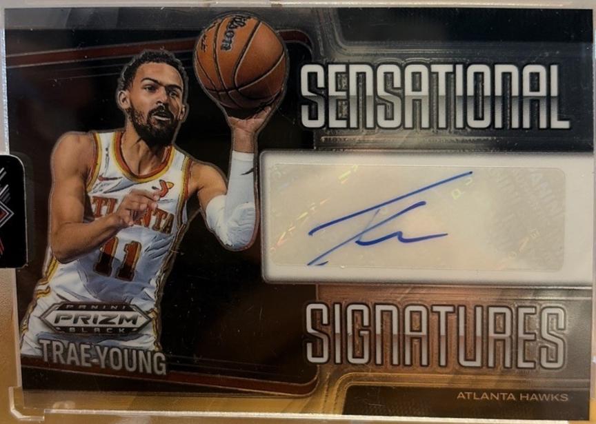 Trae Young #90 2024 Panini Prizm Black Sensational Signature Basketball