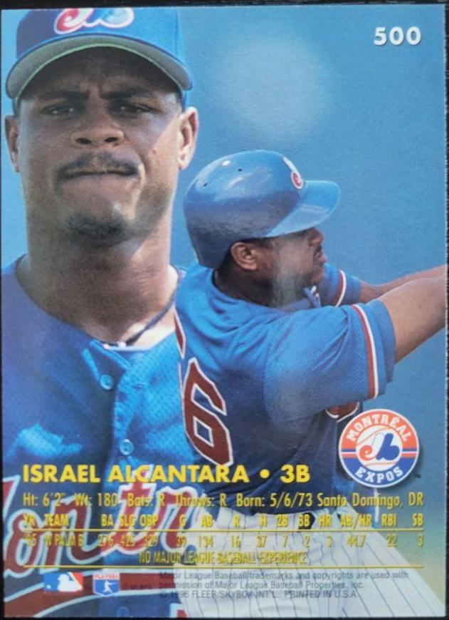 Israel Alcantara #500 Baseball Cards 1996 Ultra