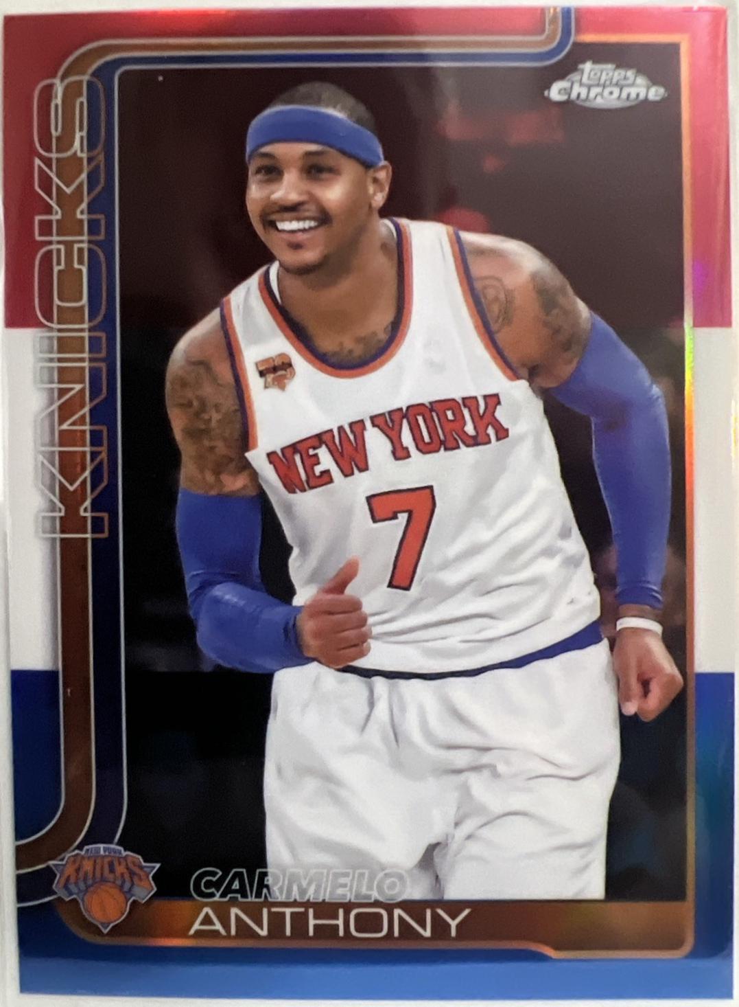 2025 Topps Chrome Carmelo Anthony [Red White Blue Refractor] #248 card