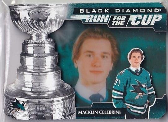 Macklin Celebrini #RUN-MC Hockey Cards 2024 Upper Deck Black Diamond Run for the Cup