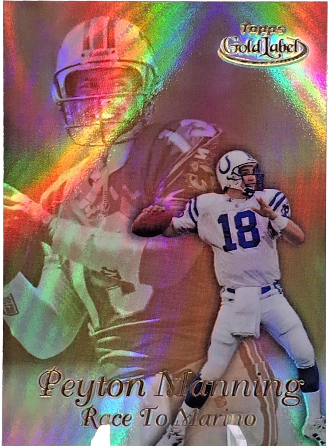 Peyton Manning #R2 Football Cards 1999 Topps Gold Label Race 2 Marino