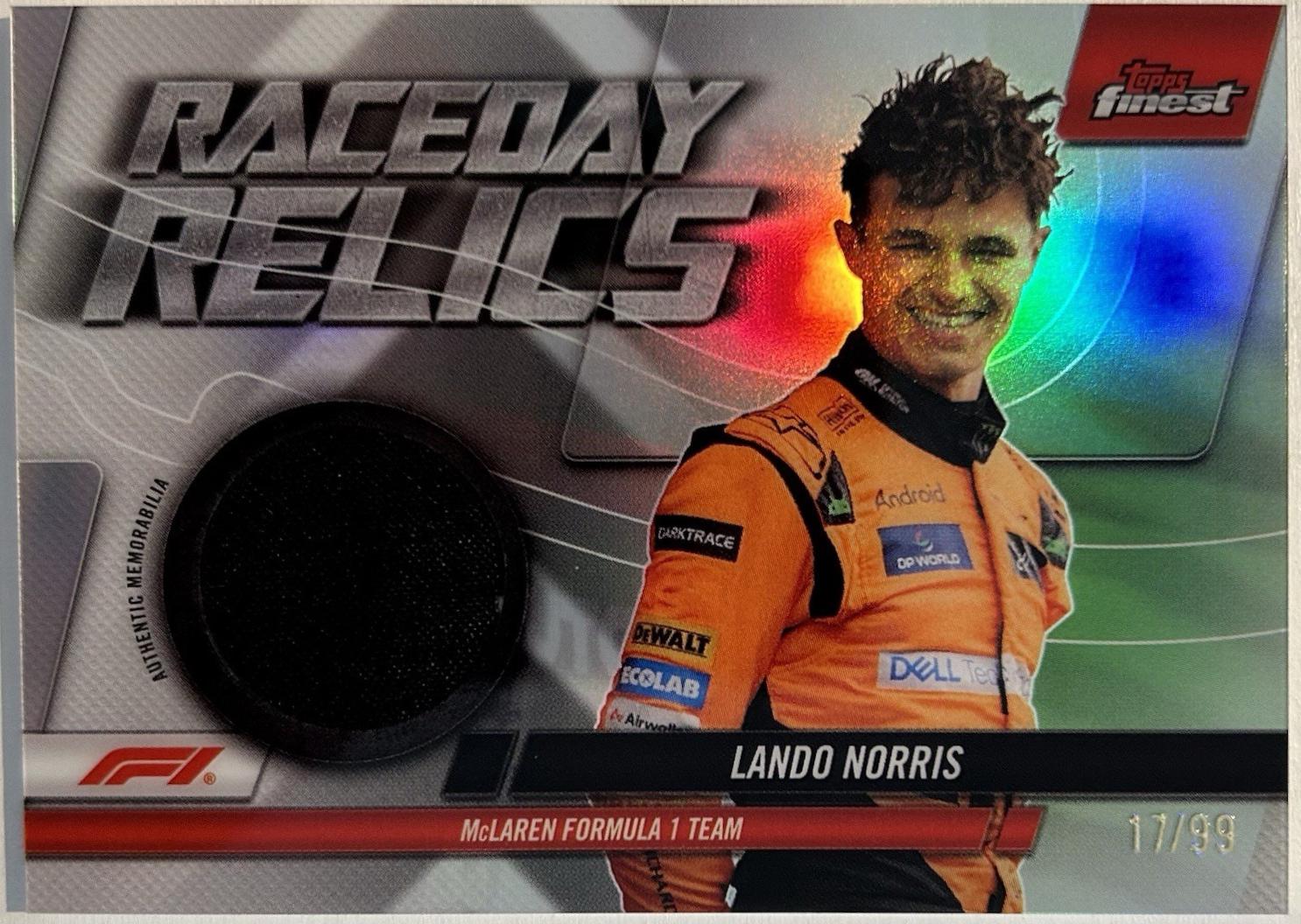 Lando Norris #RDR-NOR Racing Cards 2024 Topps Finest Formula 1 Raceday Relic