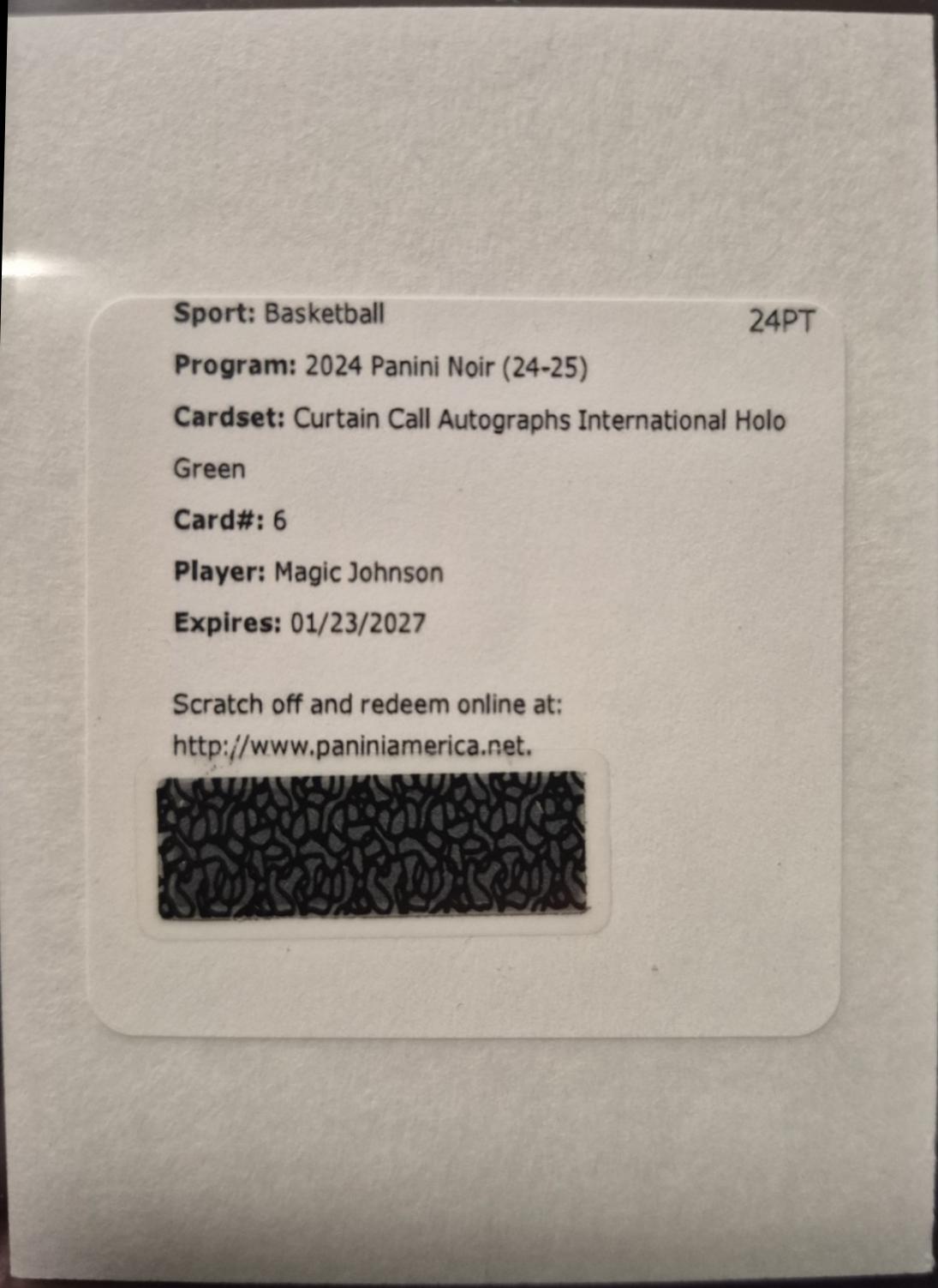 Magic Johnson #6 2024 Panini Noir Curtain Call Autographs International Basketball