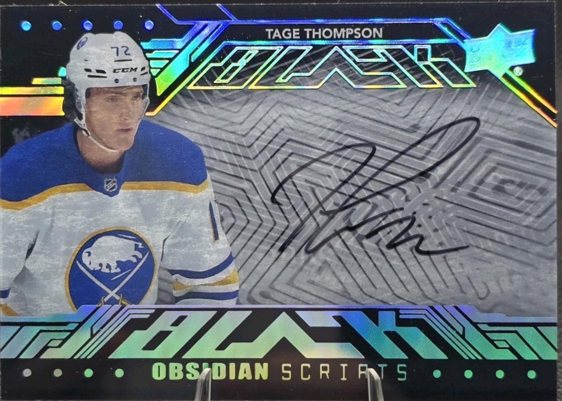 Tage Thompson #OS-TT Hockey Cards 2023 SPx UD Black Obsidian Scripts